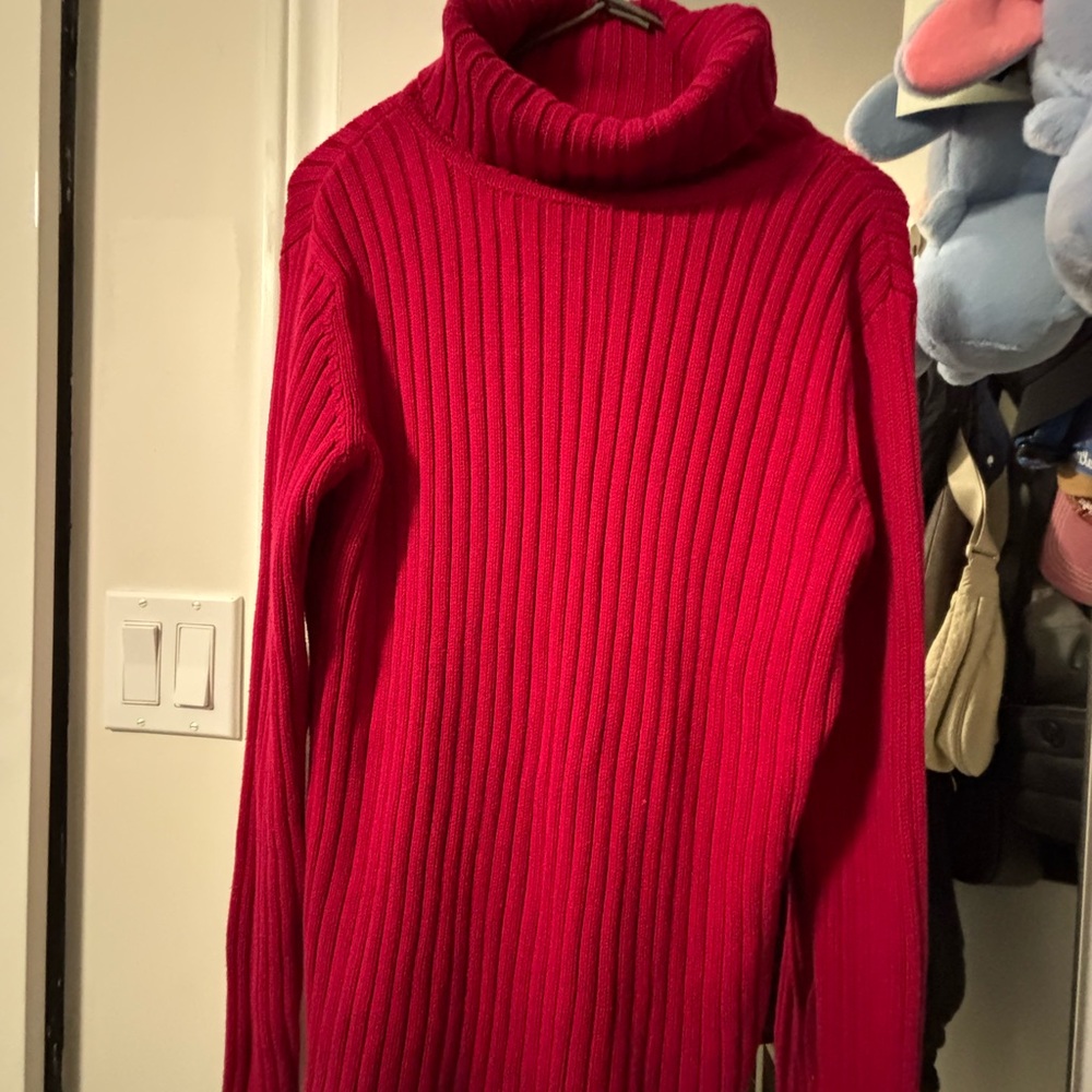 Dorothy Perkins Cherry Red Ribbed Turtleneck Sweater